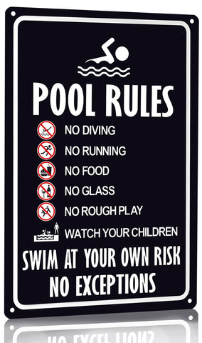 CrazySign pool rules sign vintage 8x12, a clear safety reminder for pools and decks.
