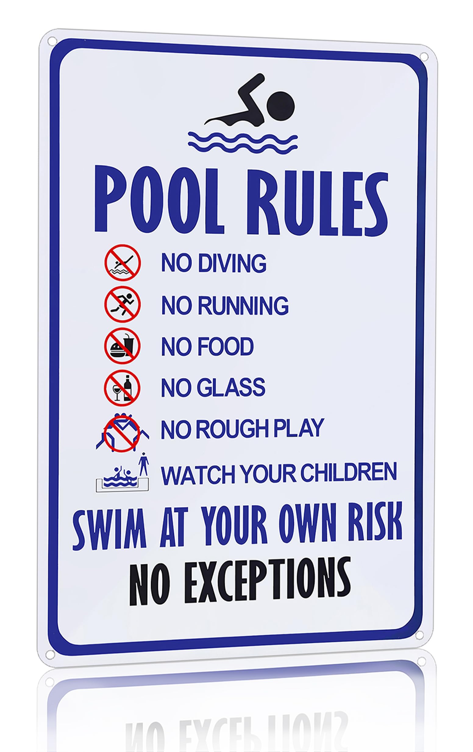 CrazySign pool rules sign vintage tin 8x12 with easy-to-read safety reminder for pools.