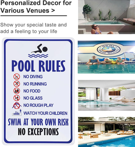 CrazySign vintage design pool sign adds retro charm to decks and fences while reminding safety.