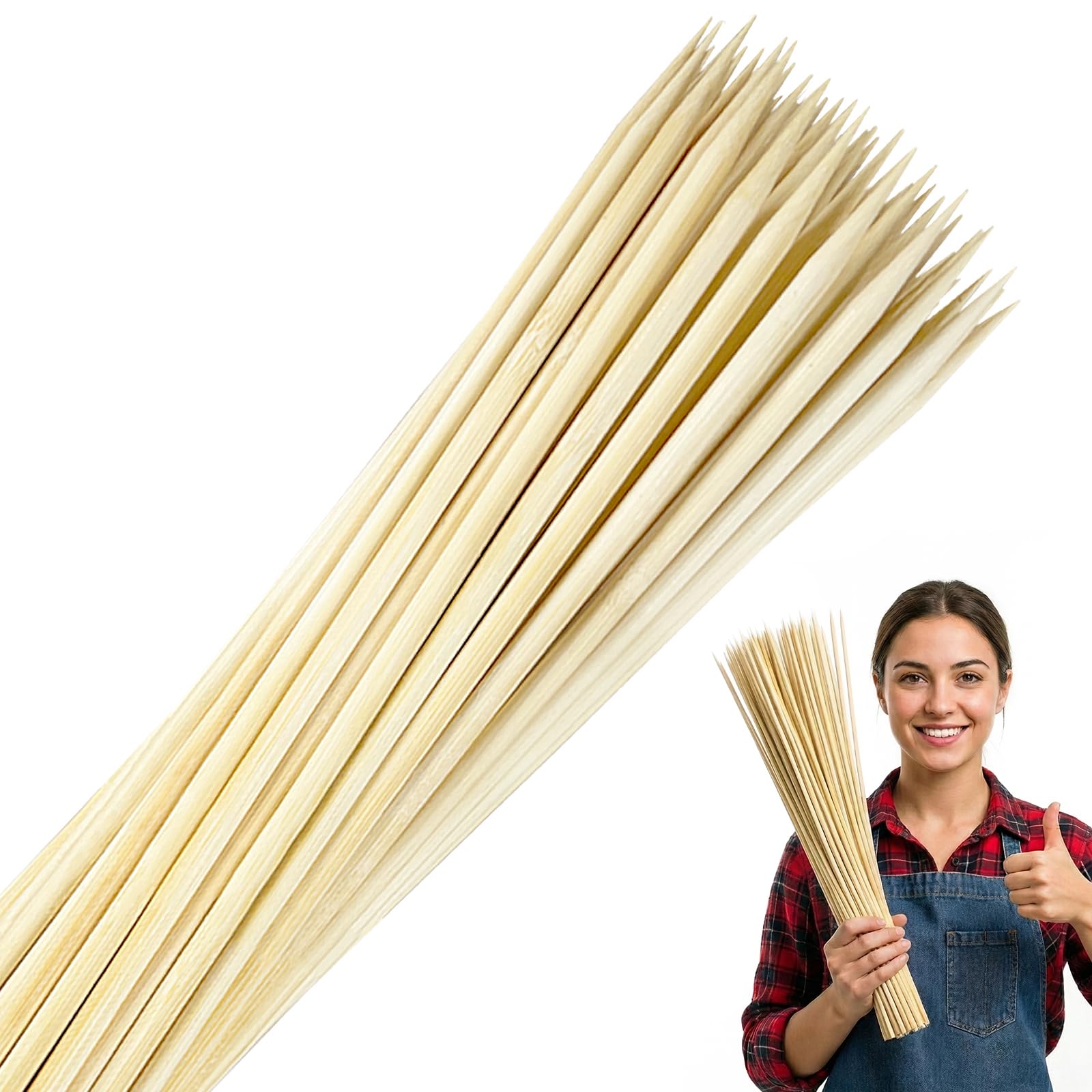 CrazyTerra 5mm-thick bamboo skewer ideal for kebabs and grilled foods