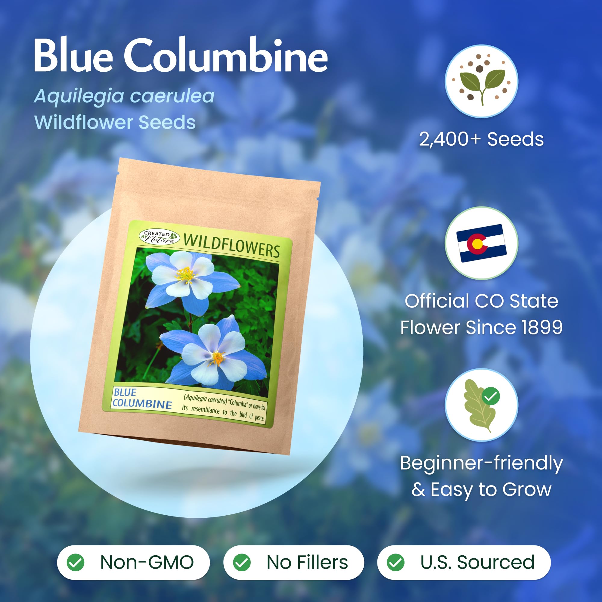 Created By Nature Blue Columbine seeds, 2,400 count, cover up to 45 sq ft.