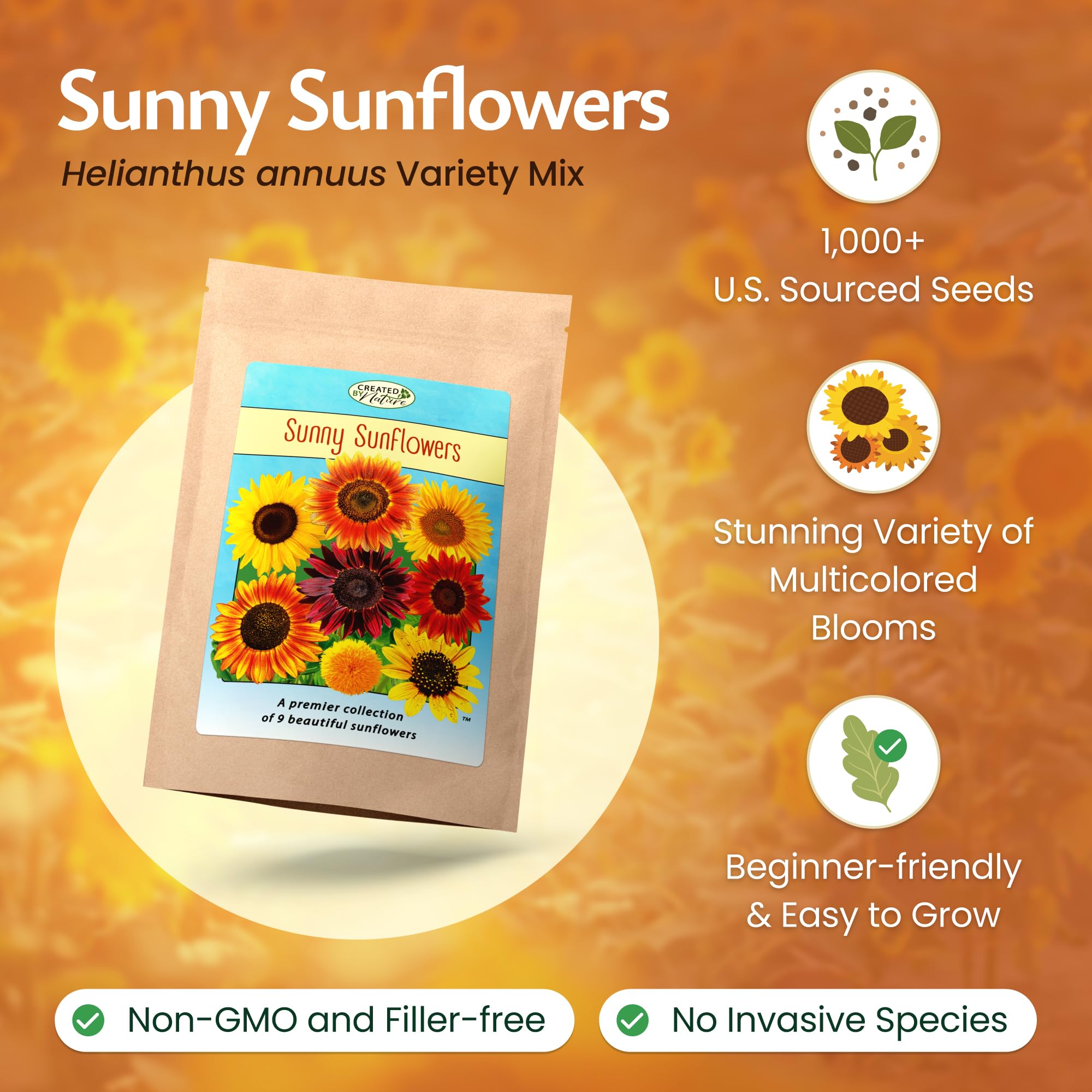 Created By Nature nine-variety mix displays diverse blooms for vibrant borders.