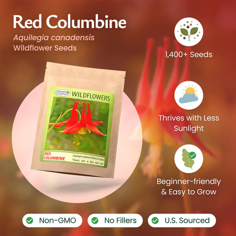 Created By Nature red columbine seeds spread in soil to attract bees and butterflies.