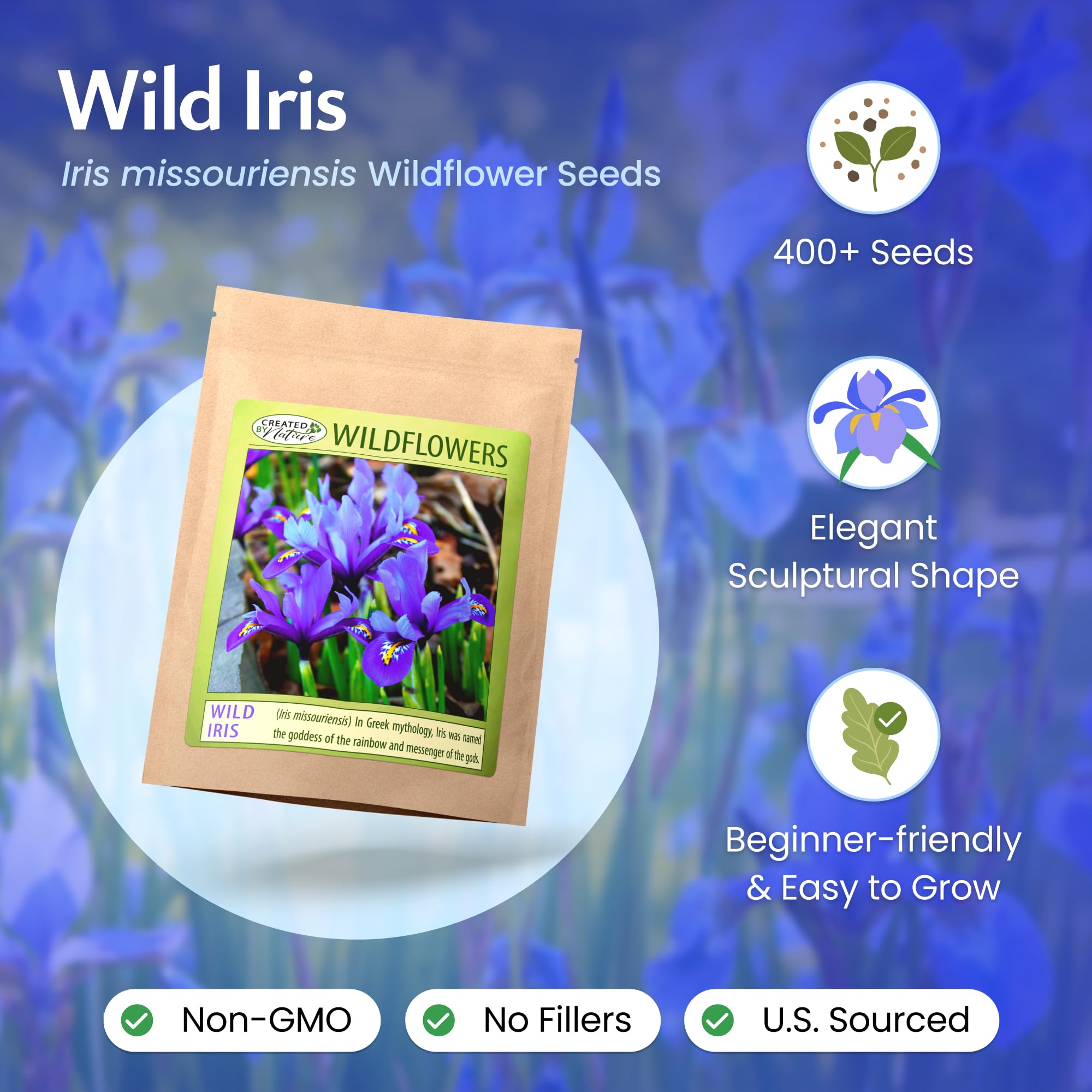 Created By Nature Wild Iris seeds sowing guide for spring planting and germination