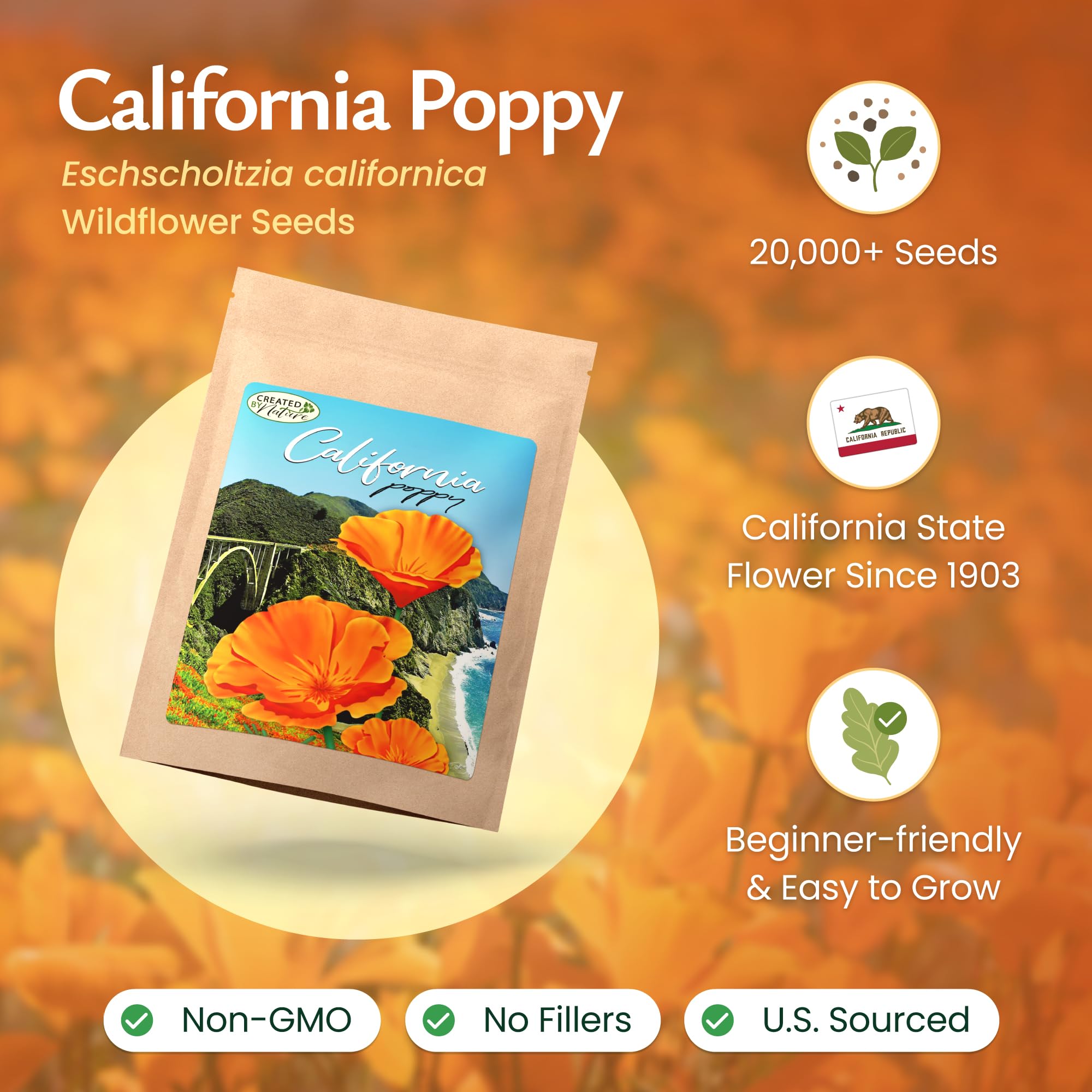 Created By Nature wildflower seeds spread across a garden bed for color