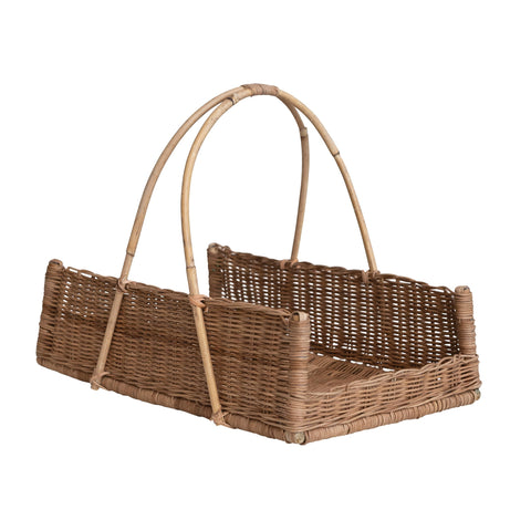 Creative Co-Op cottage decor rattan basket enhances living room