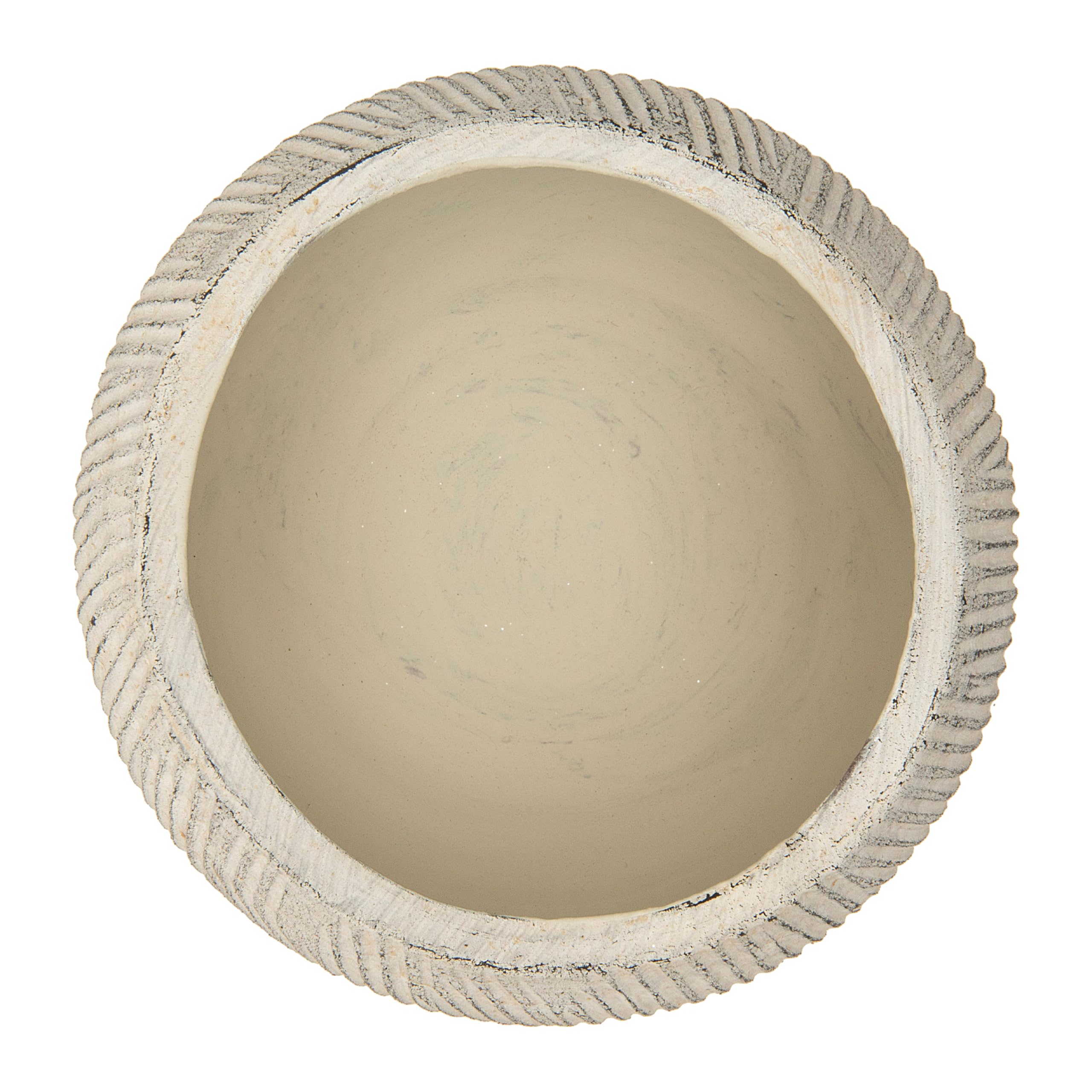 Creative Co-Op distressed cream planter shows 4.75 by 4.75 by 4.5 inches dimensions