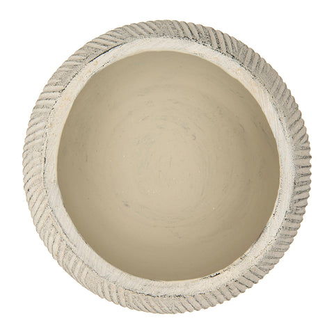 Creative Co-Op distressed cream planter shows 4.75 by 4.75 by 4.5 inches dimensions