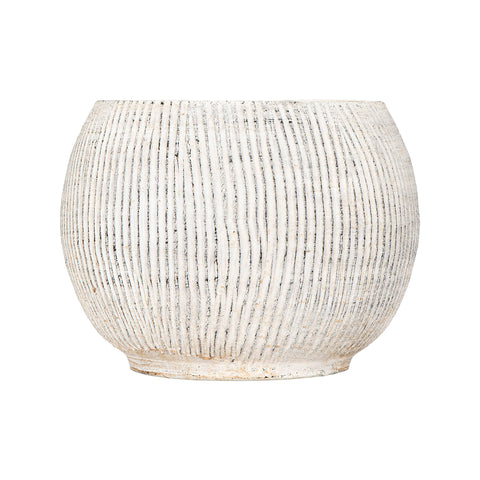 Creative Co-Op distressed cream terracotta planter with fluted texture for stylish indoor greenery