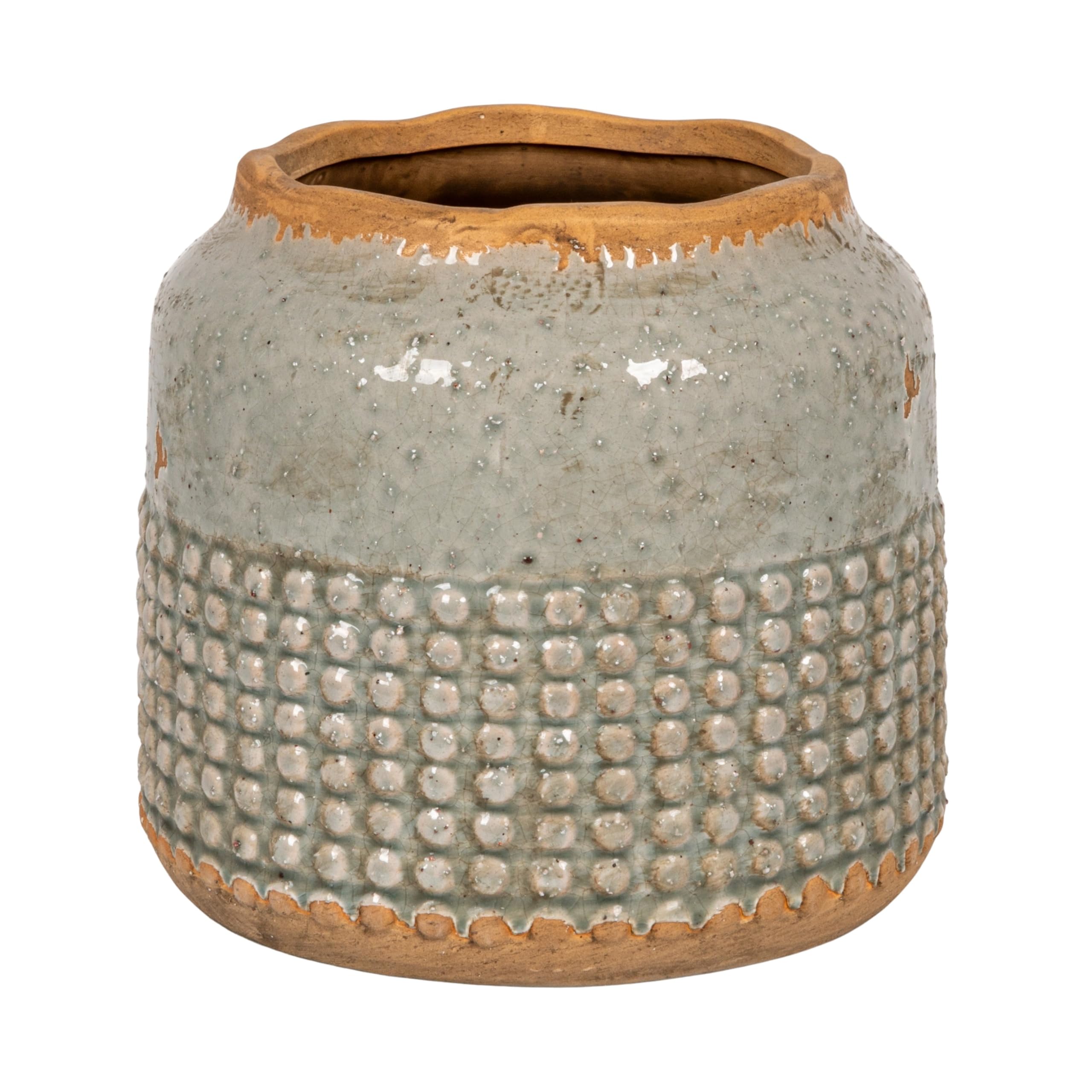 Creative Co-Op distressed terracotta vase pairs with florals or foliage.