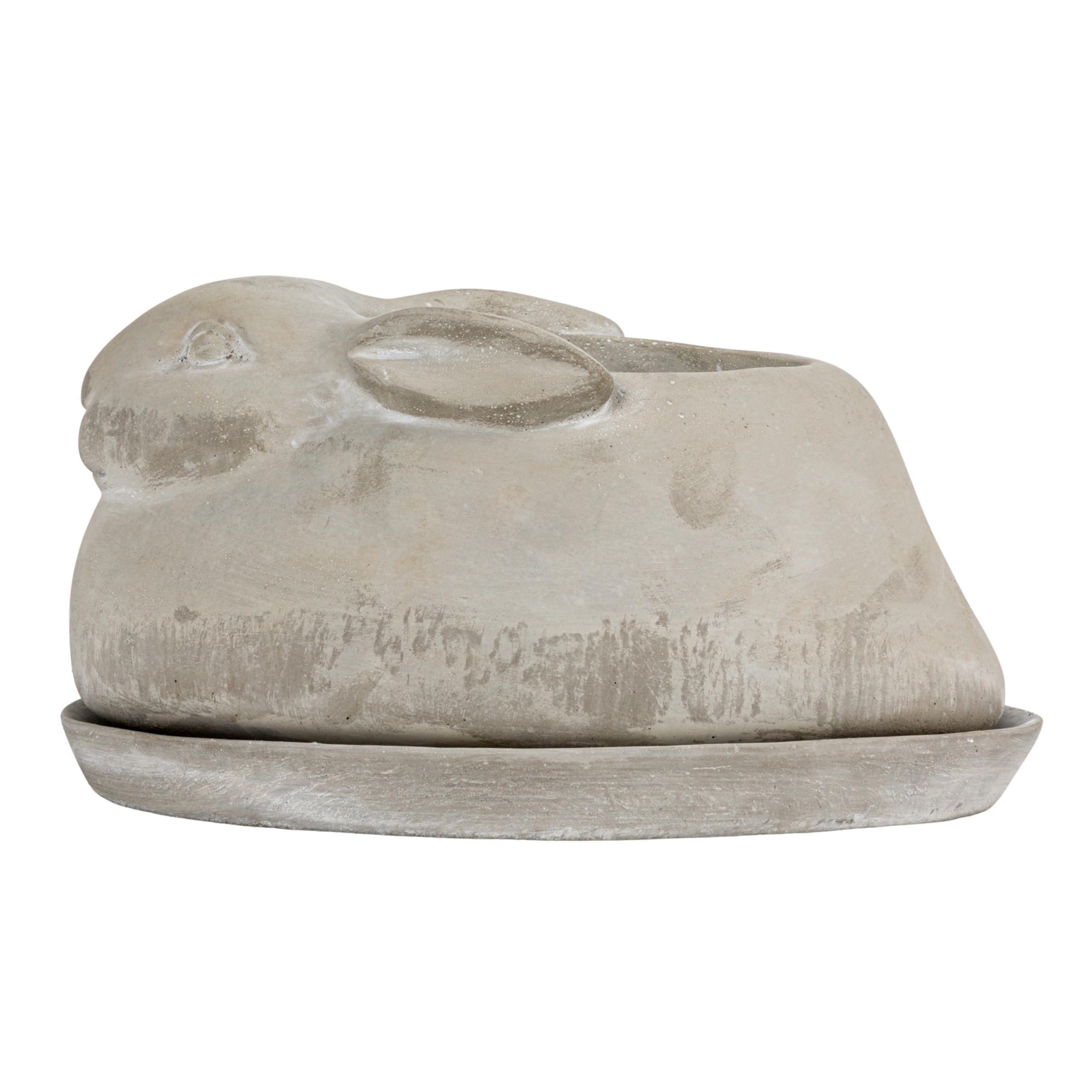 Creative Co-Op gray concrete rabbit creates outdoor appeal.