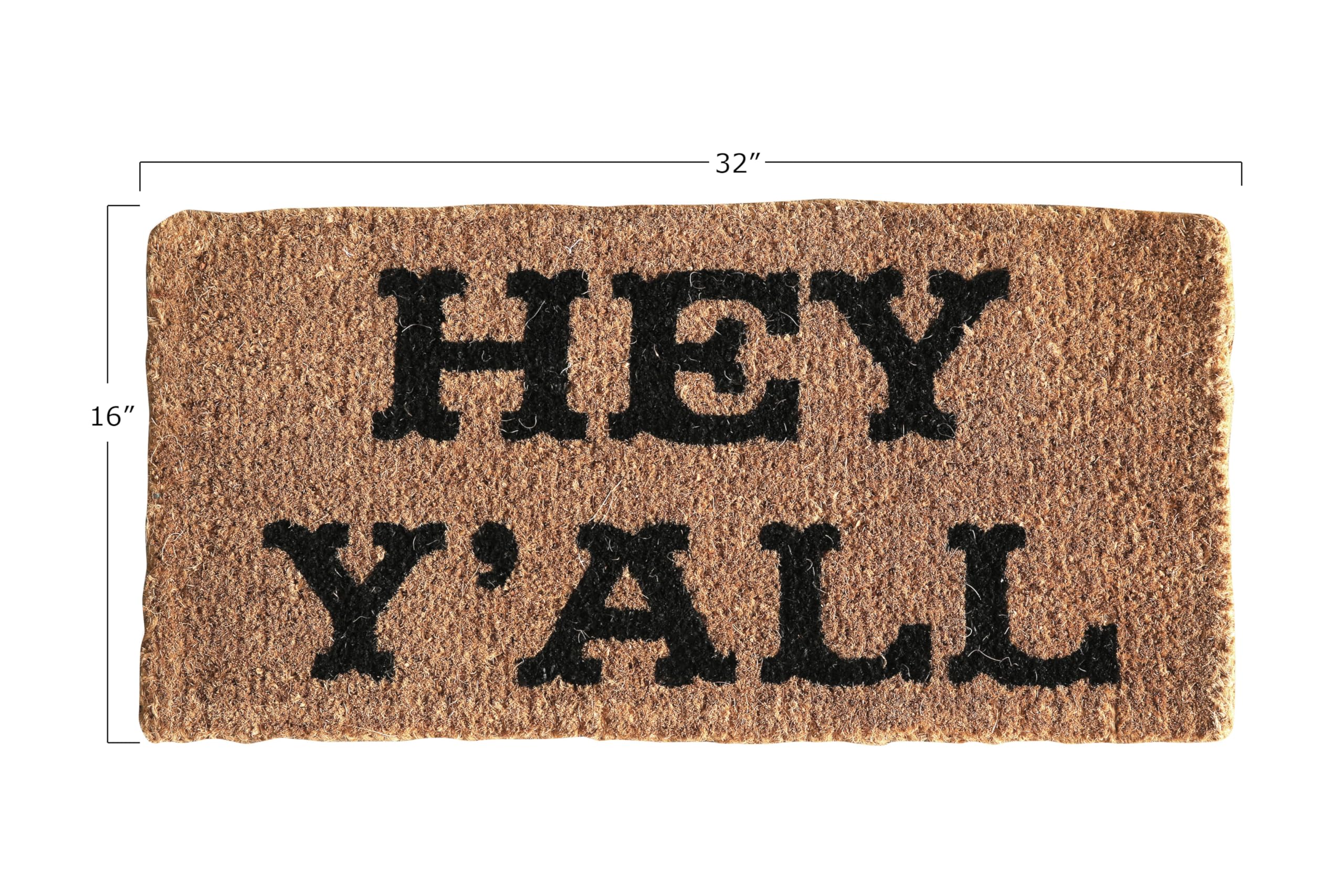 Creative Co-Op Hey Y'all Doormat indoor entryway with welcoming design.