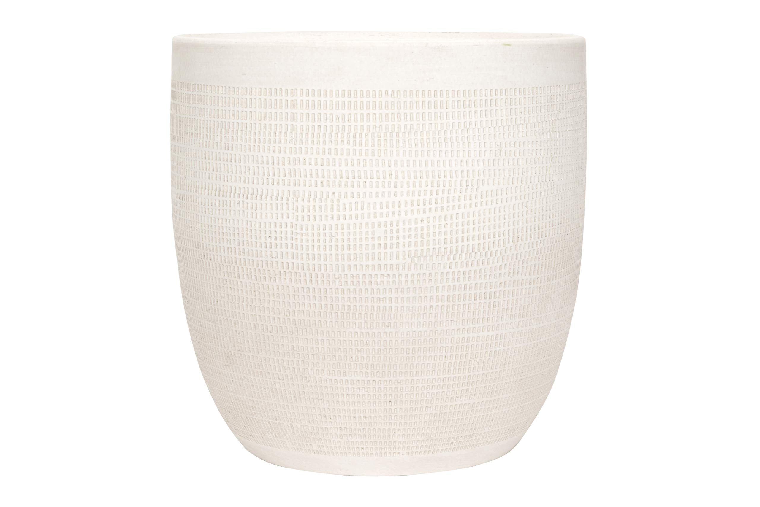 Creative Co-Op large stoneware planter with cheese cloth texture enhances boho greenery display