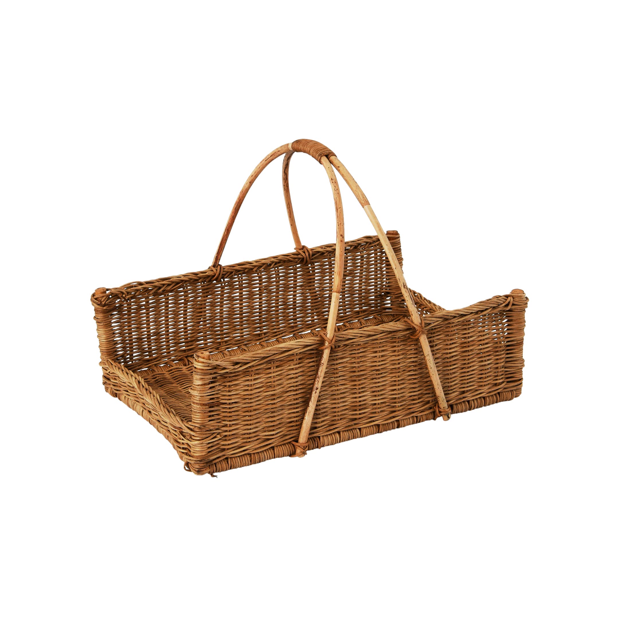 Creative Co-Op rattan hanging basket with rectangle frame for wall display