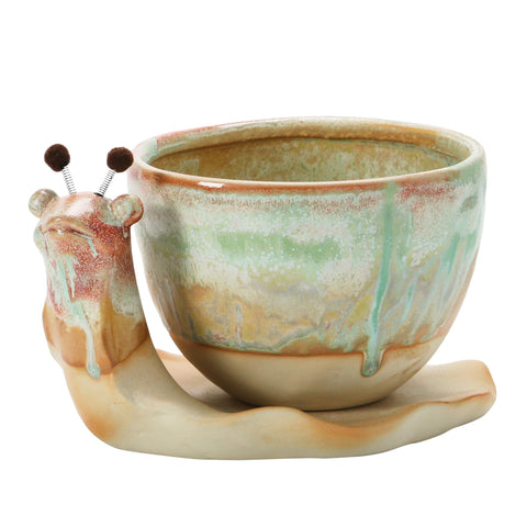 Creative Co-Op snail planter with base and saucer adds whimsy to garden décor
