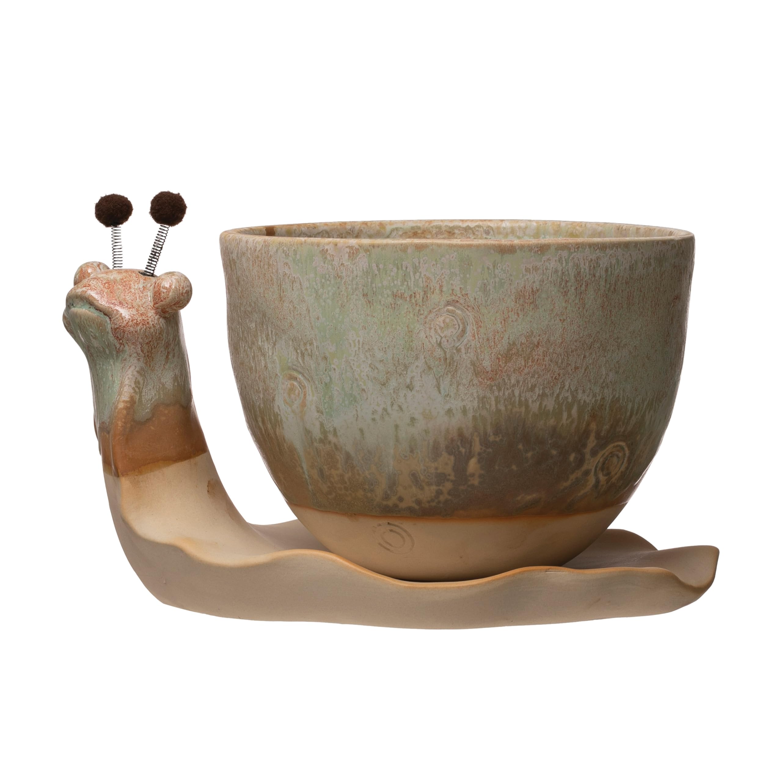 Snail planter sized for 4-inch pots for succulents or herbs