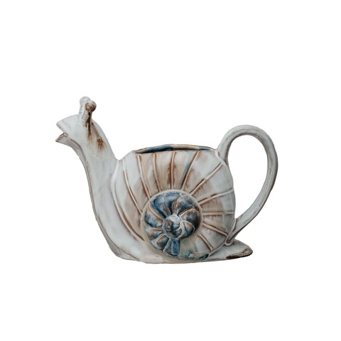 Creative Co-Op snail-shaped watering can pour for precise indoor plant care