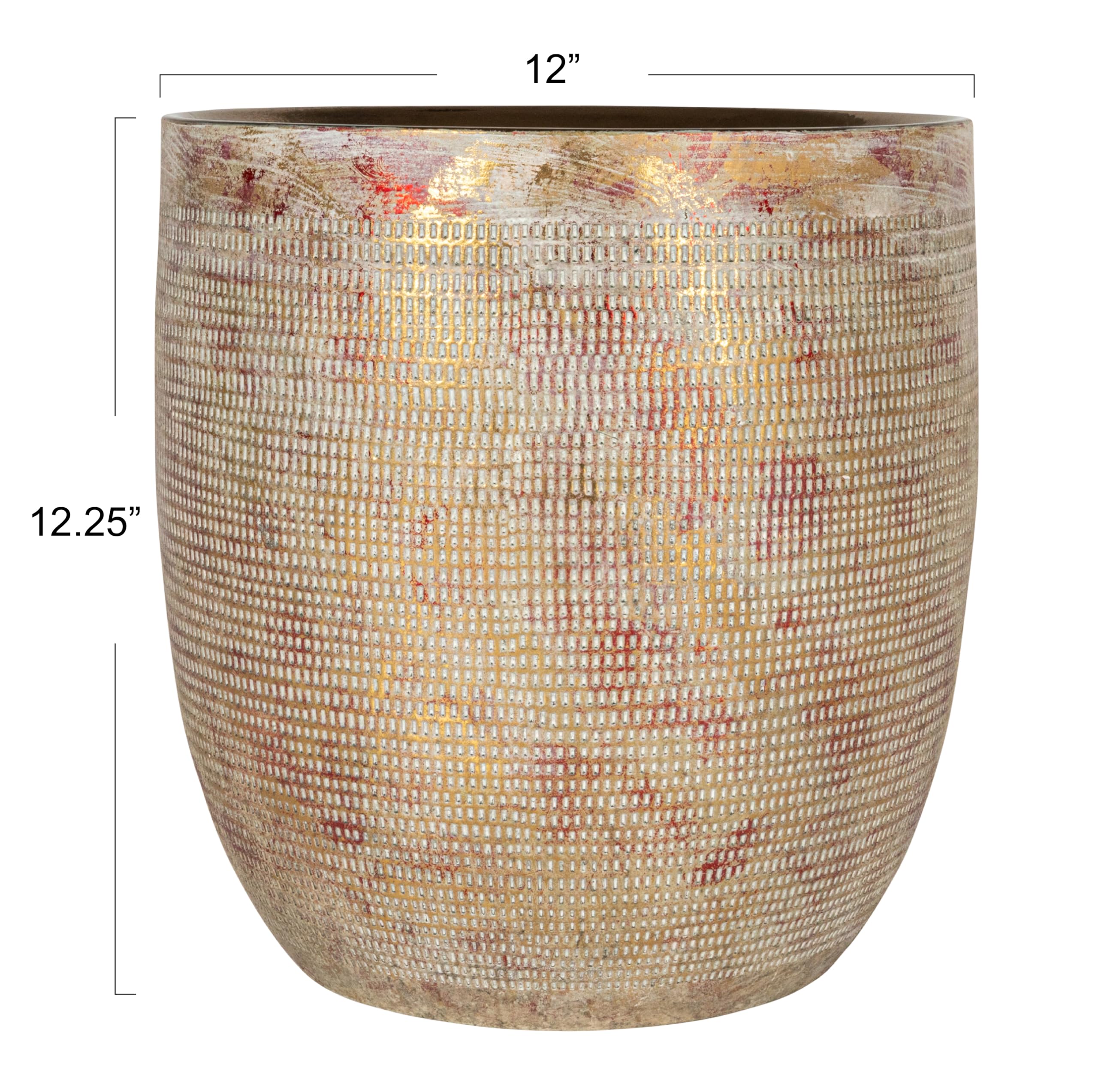 Creative Co-Op stoneware planter showing drainage hole and liner for easy plant care