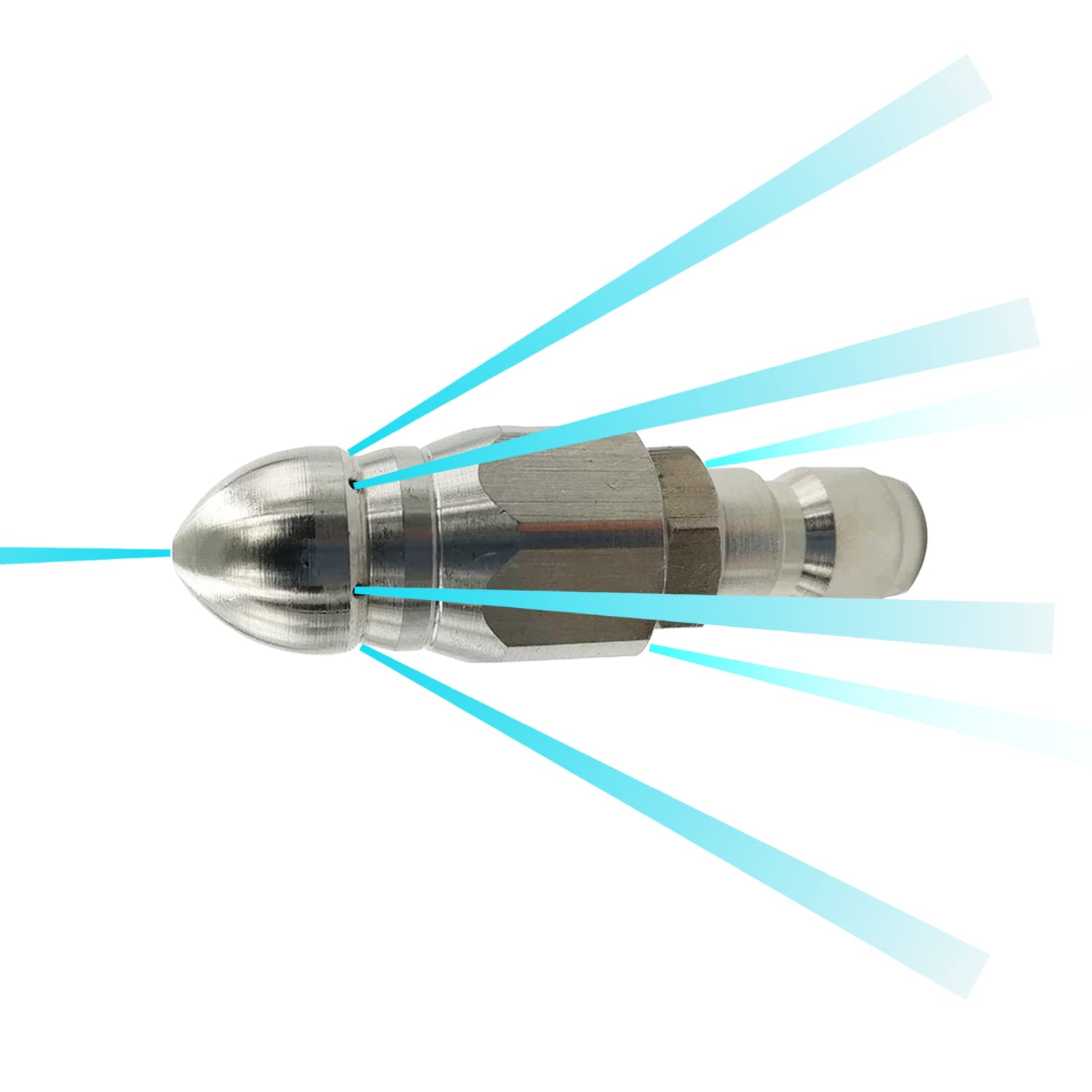 CREEXEON Sewer Jetter Nozzle in stainless steel for durable pipe cleaning.