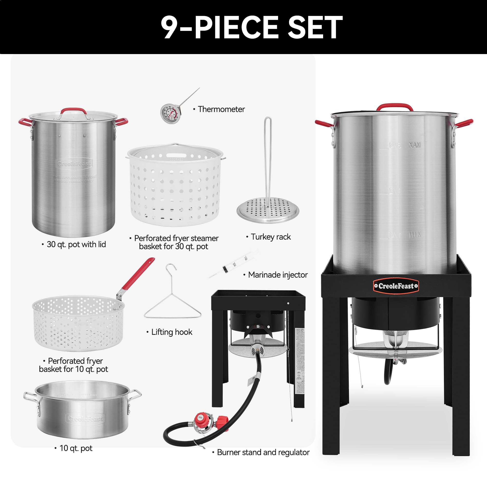 Creole Feast TFS3010 instant-read thermometer for real-time temperature checks.