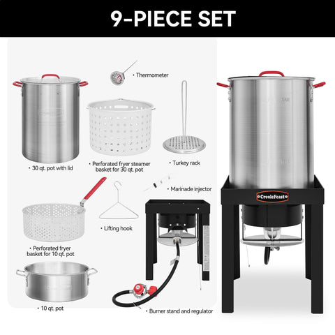 Creole Feast TFS3010 instant-read thermometer for real-time temperature checks.