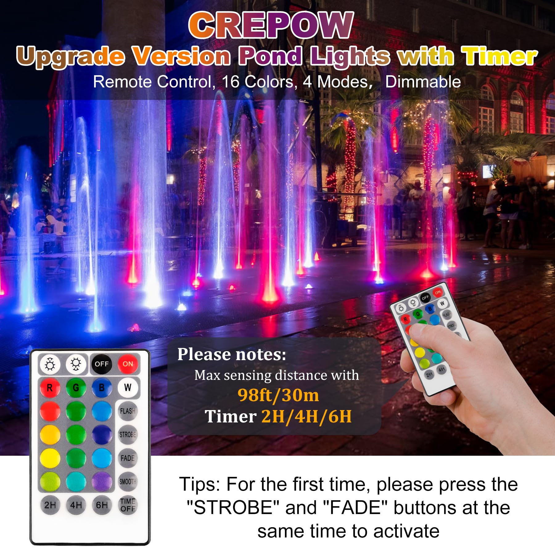 CREPOW IP68 submersible lamp designed for durable outdoor use.