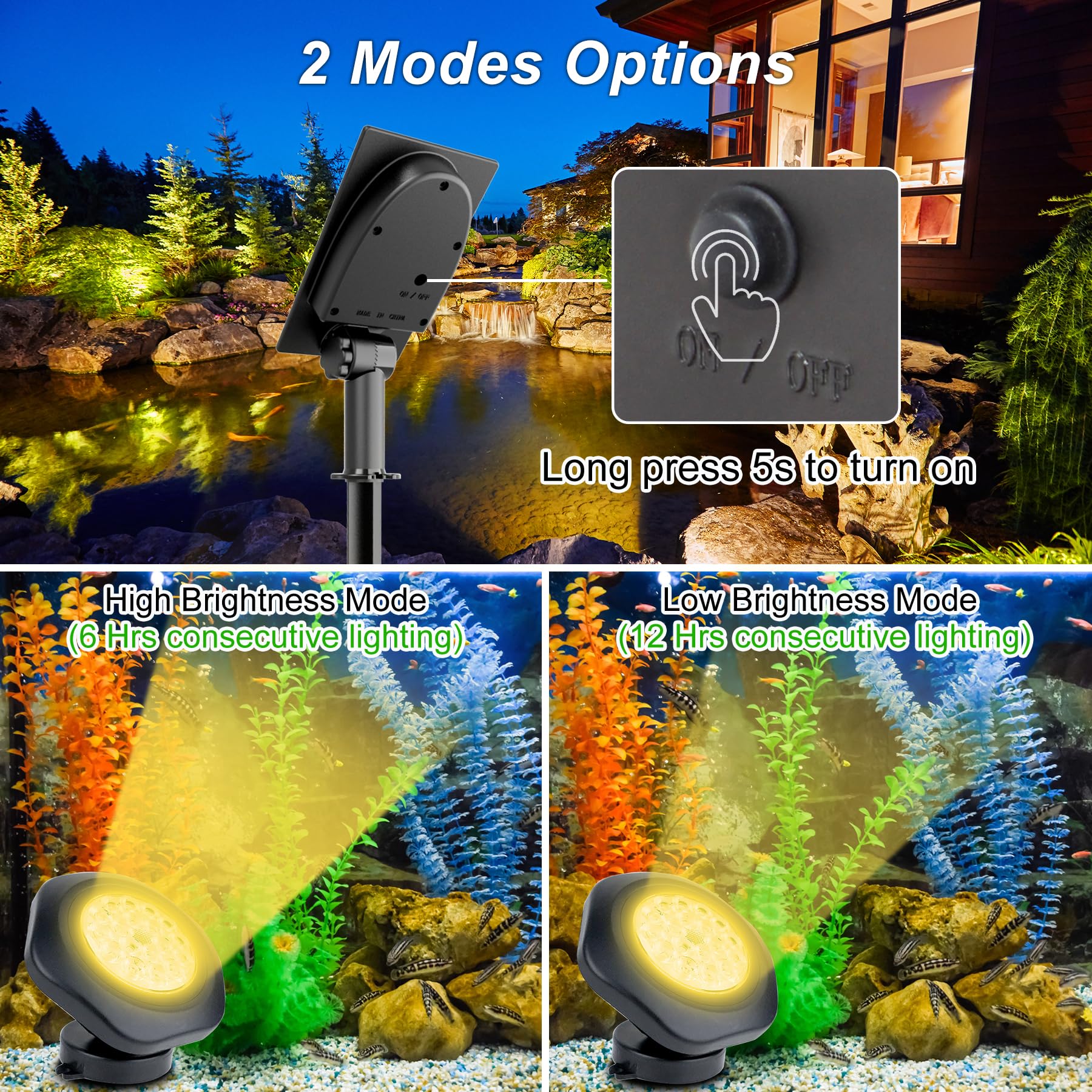 CREPOW IP68 waterproof pond light for durable, full-submersion use.