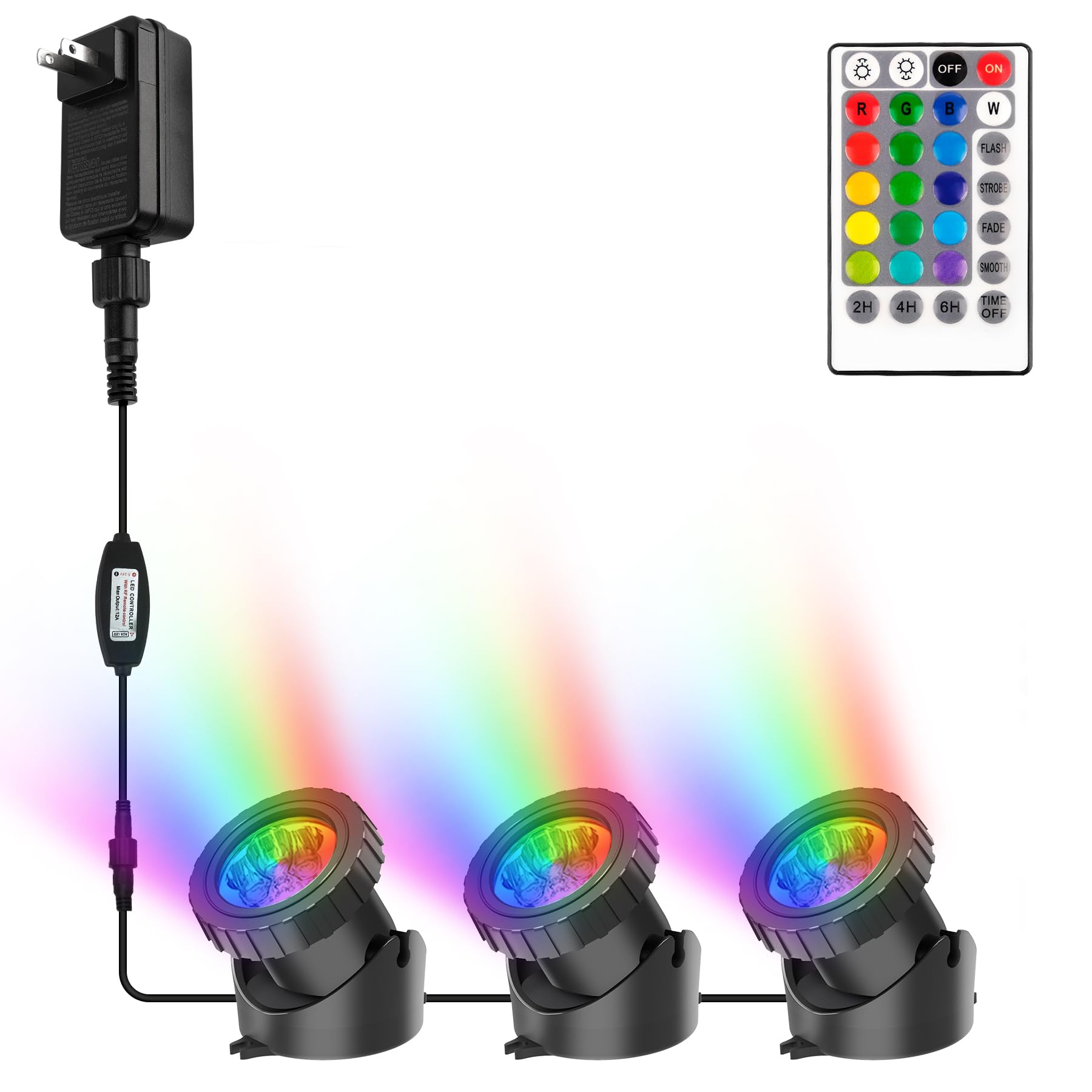 CREPOW RGB pond lights illuminate water with vibrant colors for decorative ponds