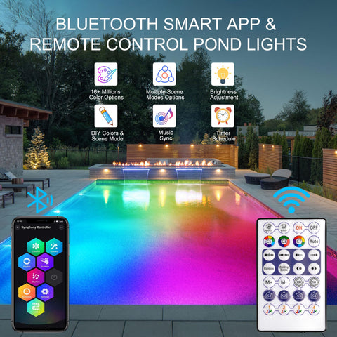 CREPOW RGB submersible fountain light provides vivid underwater illumination