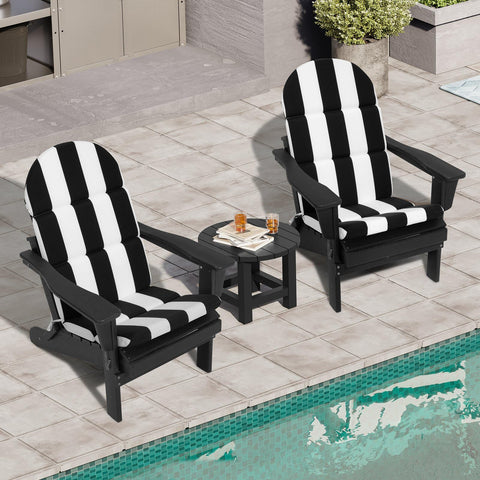Crestlive 50x19.6-inch Adirondack cushions in black and white stripes for outdoor comfort.