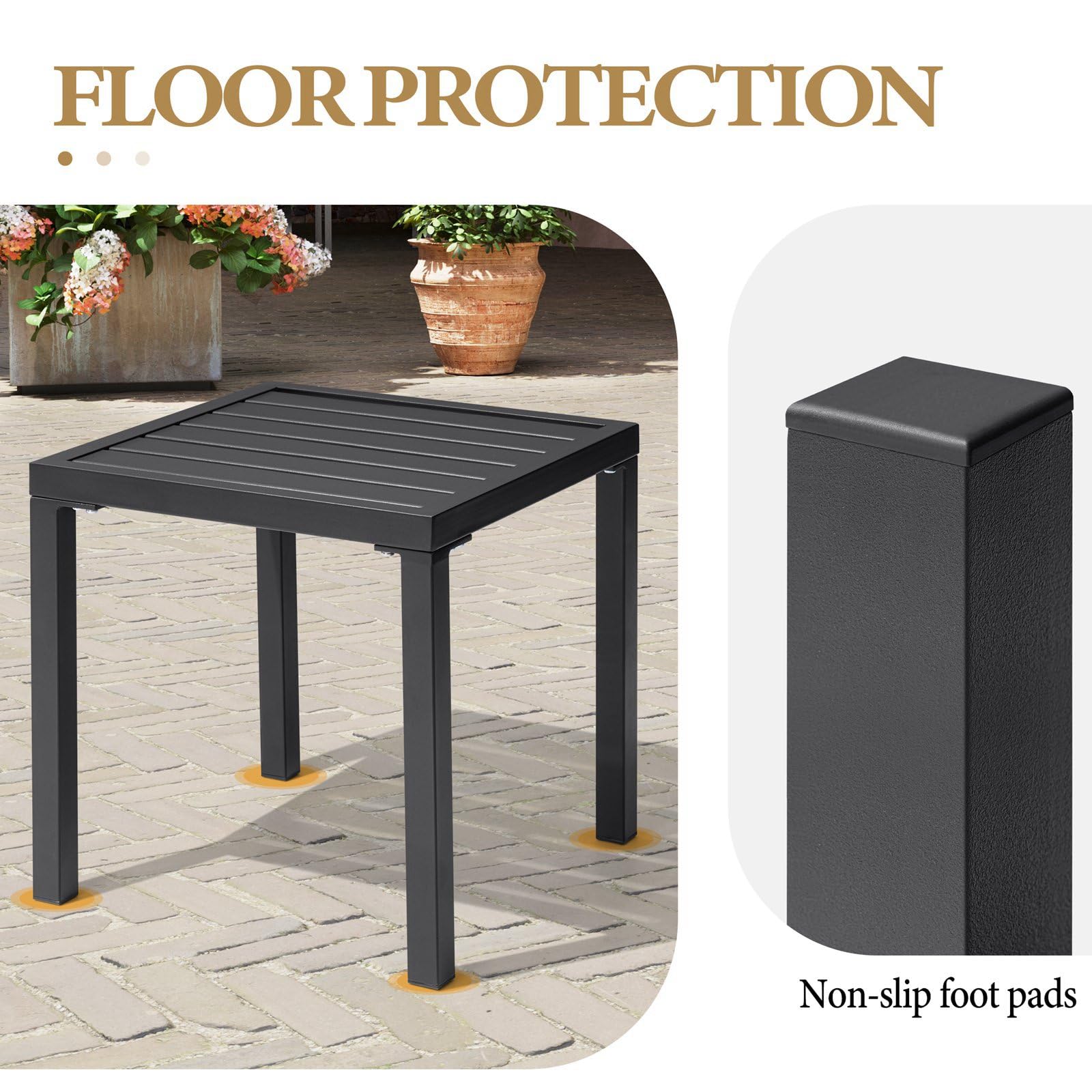 Crestlive compact end table on balcony for beverages and snacks.