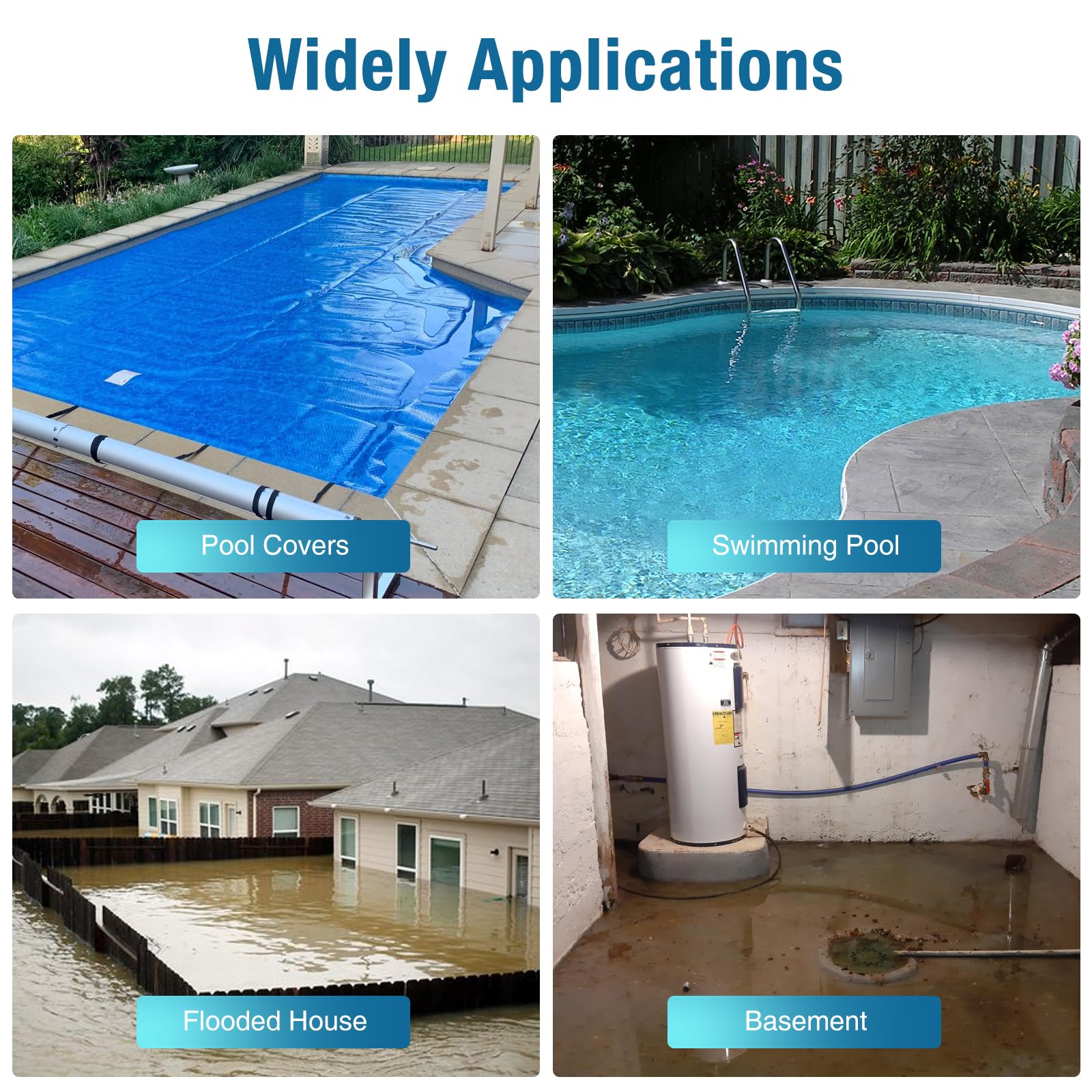 CRESTWAVE works on pools, covers, tarps, basements, and more.