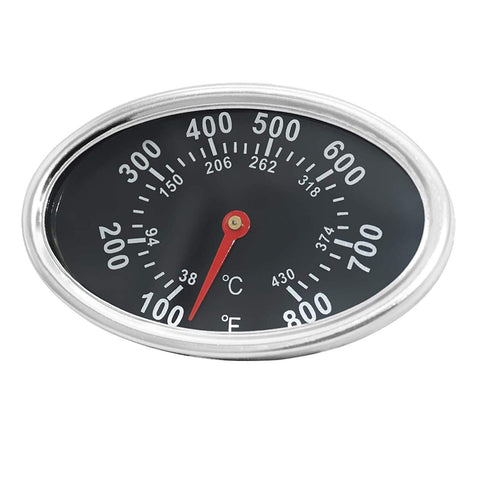 Criditpid grill lid thermometer dial offers quick temperature readings for even cooking.