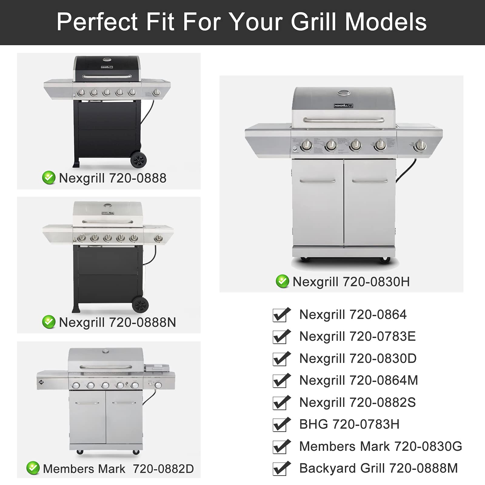 Criditpid 5-pack compatible with Nexgrill and Kenmore grills.