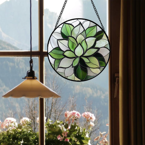 CRISGIF Green Lotus Suncatcher creates warm hues for living spaces