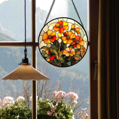 CRISGIF orange marigold flowers suncatcher enhances living room decor