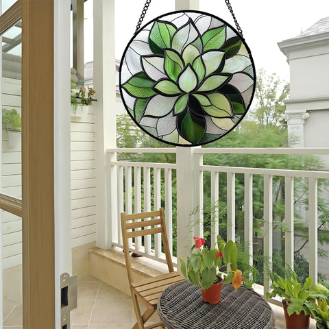 CRISGIF stained glass suncatcher features a durable chain for easy installation