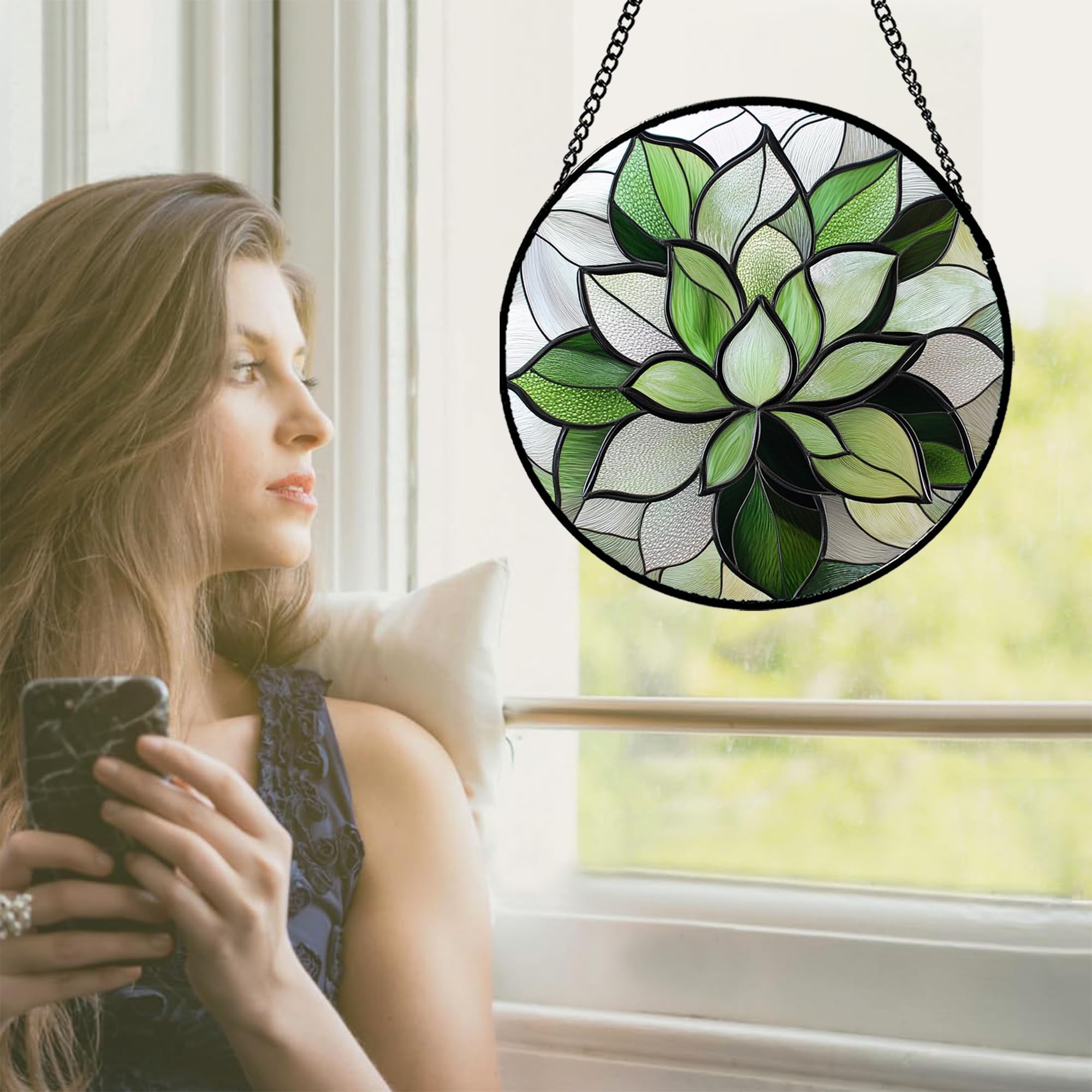 CRISGIF stained glass closeup shows detailed patterns for vintage-style decor