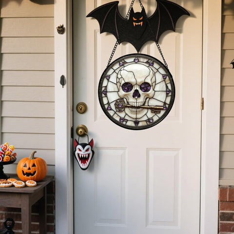 CRISGIF bats stained glass window hanging creates dynamic light play.