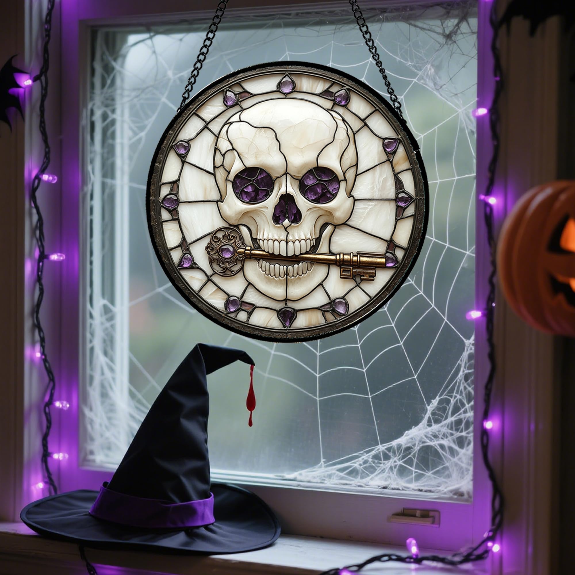 CRISGIF door display stained glass window hanging elevates entry charm.