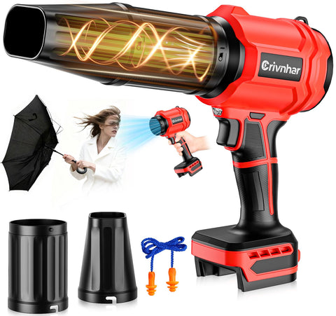 Crivnhar cordless leaf blower with LED light illuminating dark corners for easy cleanup