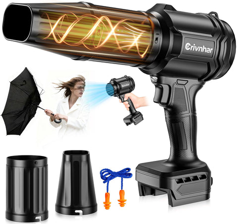 Crivnhar cordless leaf blower with LED light illuminates dark corners.