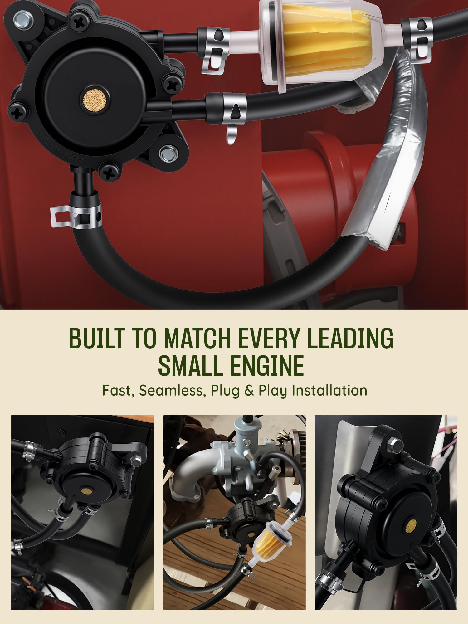 Crivon pulse fuel pump for Yamaha golf cart connection delivers steady fuel supply.