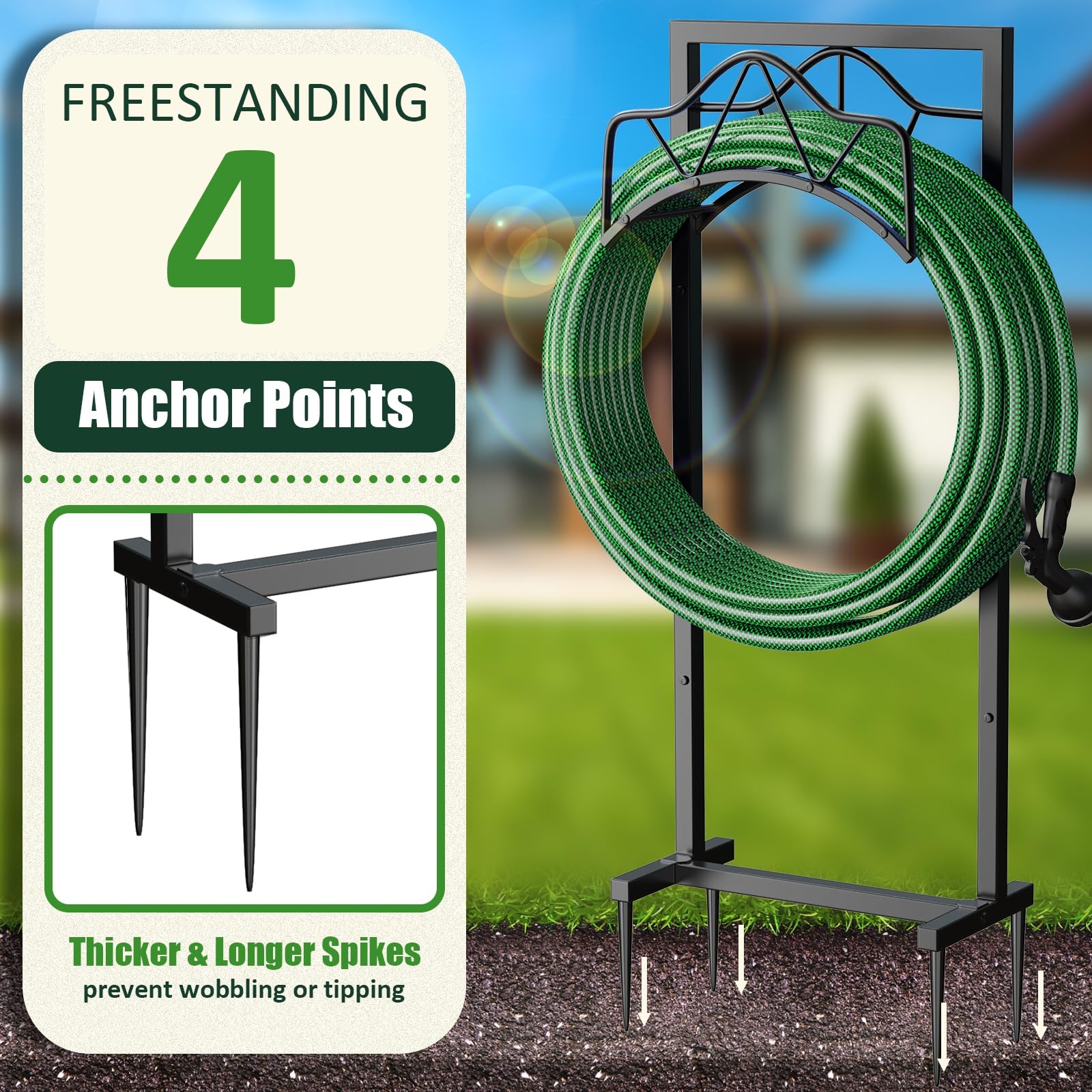 Crixny detachable top doubles as a garden hose hanger for seasonal relocation.