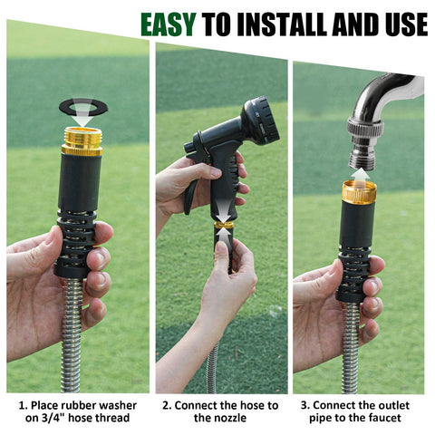 Crixny easy storage hose coiled on hook after use