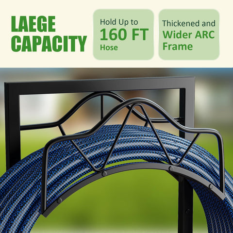 Crixny heavy-duty metal construction resists rust and weather for year-round hose storage.