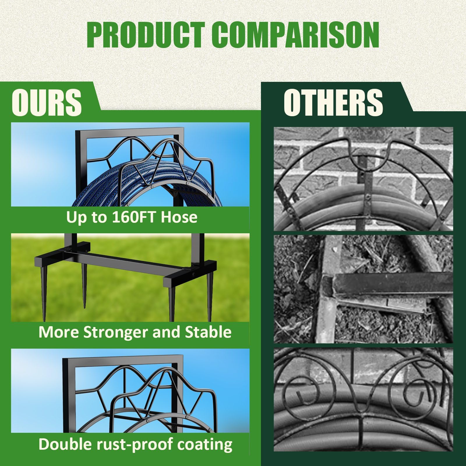 Crixny versatile outdoor hose rack stand fits yards, lawns, and farms with style.