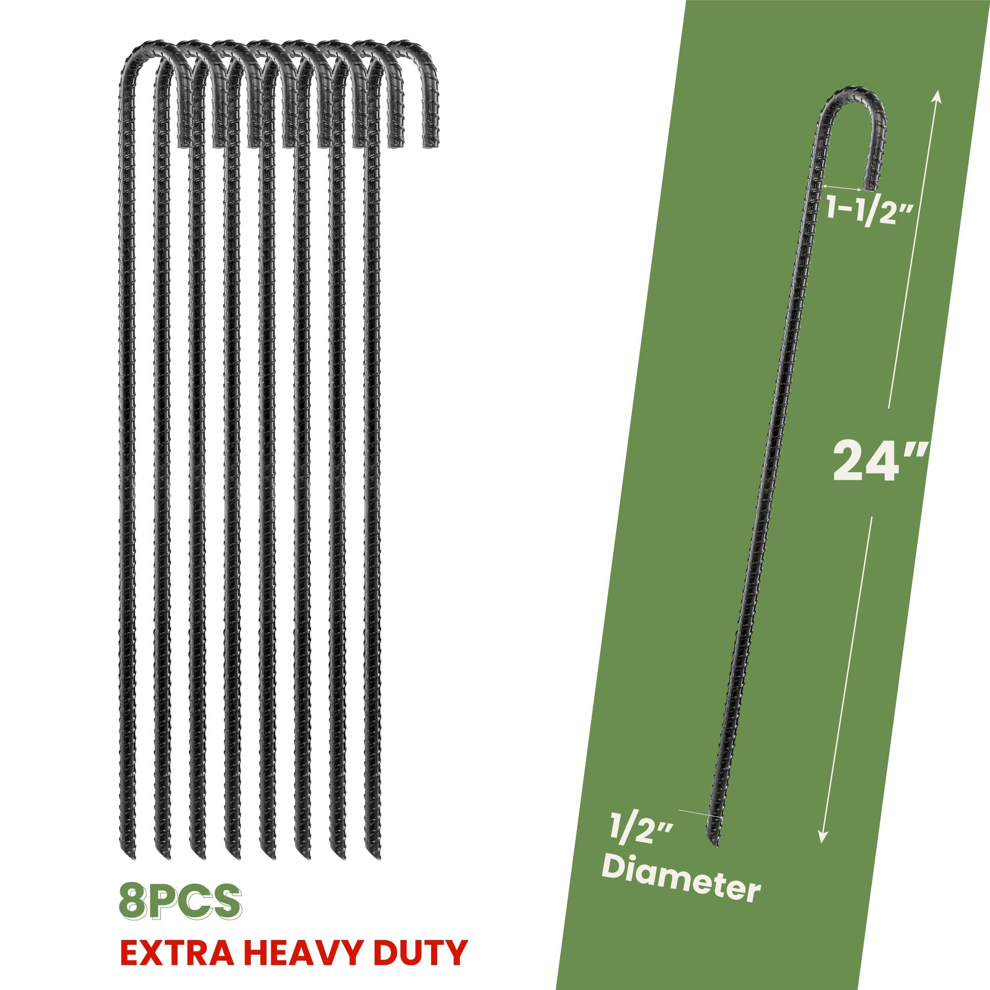 CRIZTA rebar stake with chisel point for easy entry into hard soil.