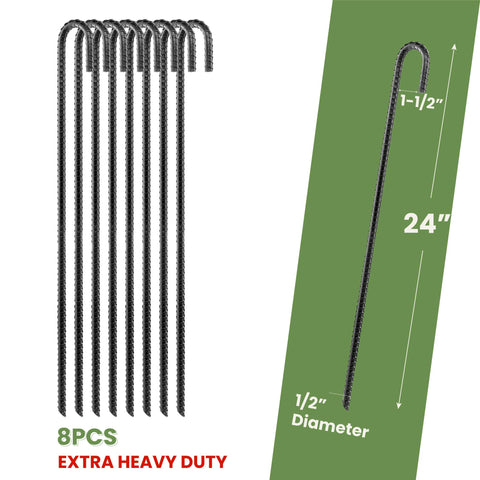 CRIZTA rebar stake with chisel point for easy entry into hard soil.