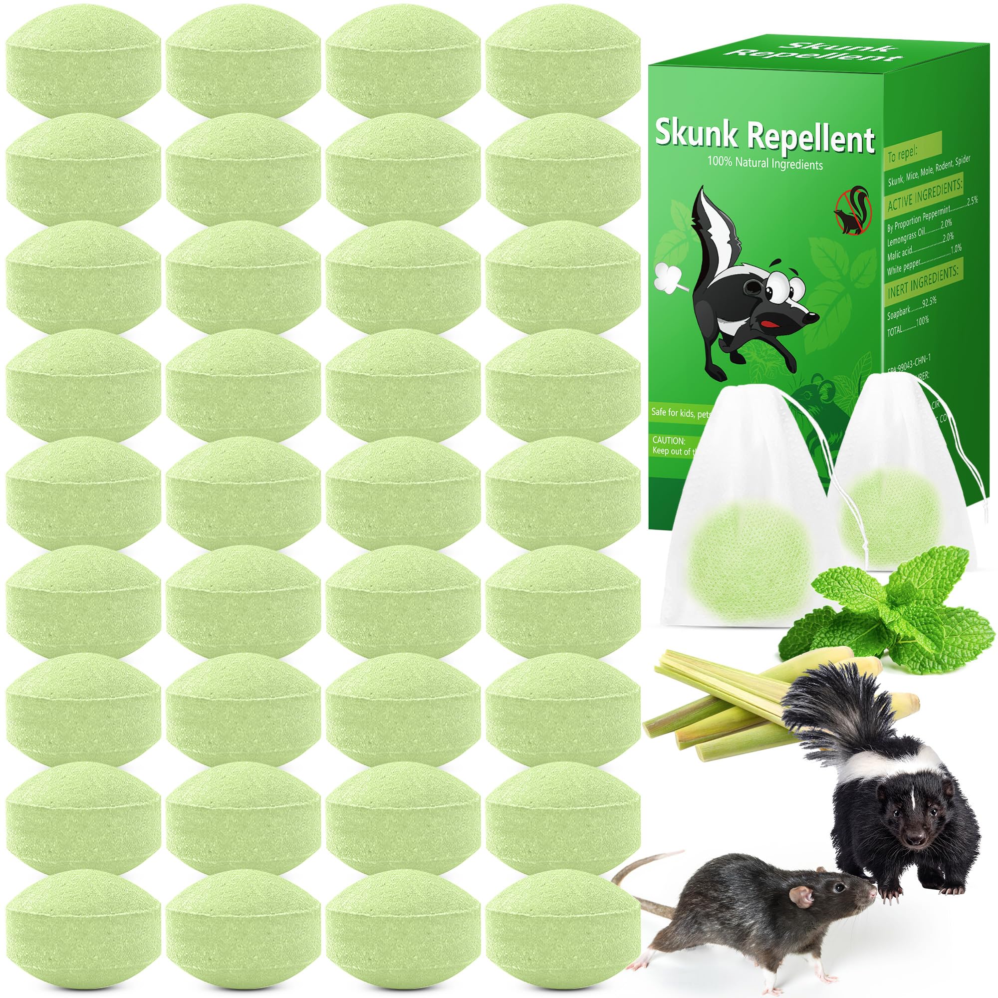 Crobirware 36-pack peppermint skunk repellent packaging deters intruders safely around home